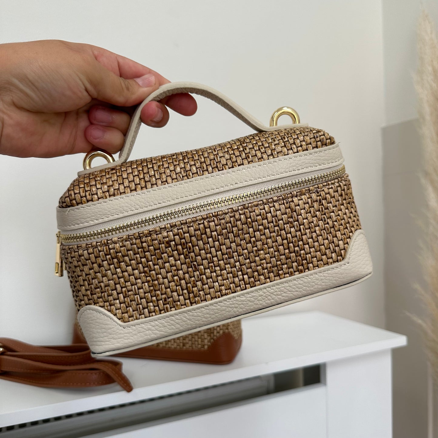 Raffia Top Handle mini Bag