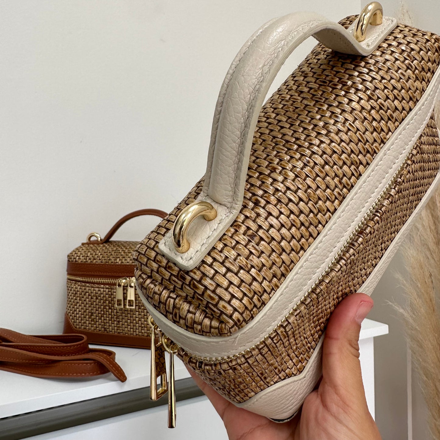 Raffia Top Handle mini Bag