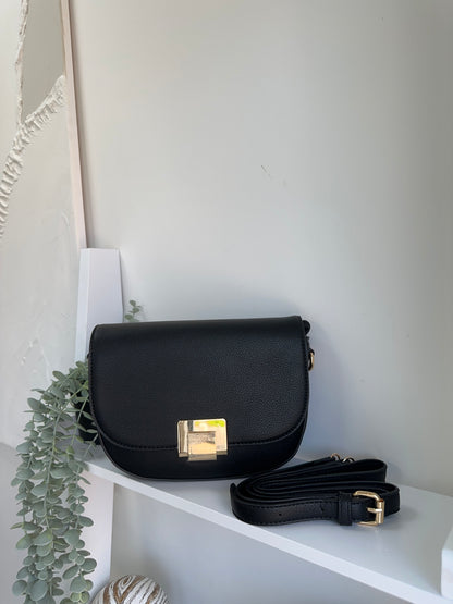 SAMPLE  Personalised faux Leather Black Saddle Bag