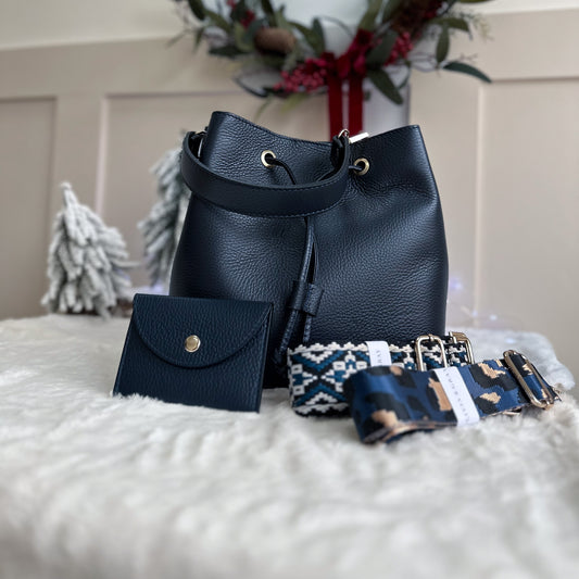 GIFT SET Navy Elle Bucket Bag