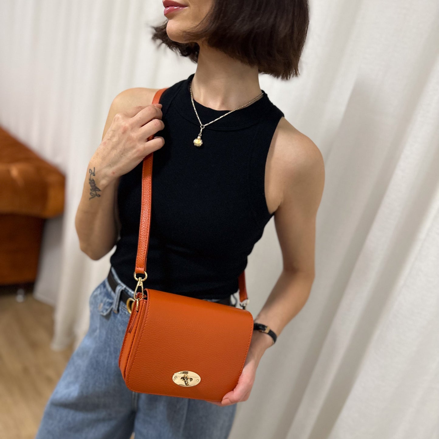 Margot Leather Satchel Crossbody Bag