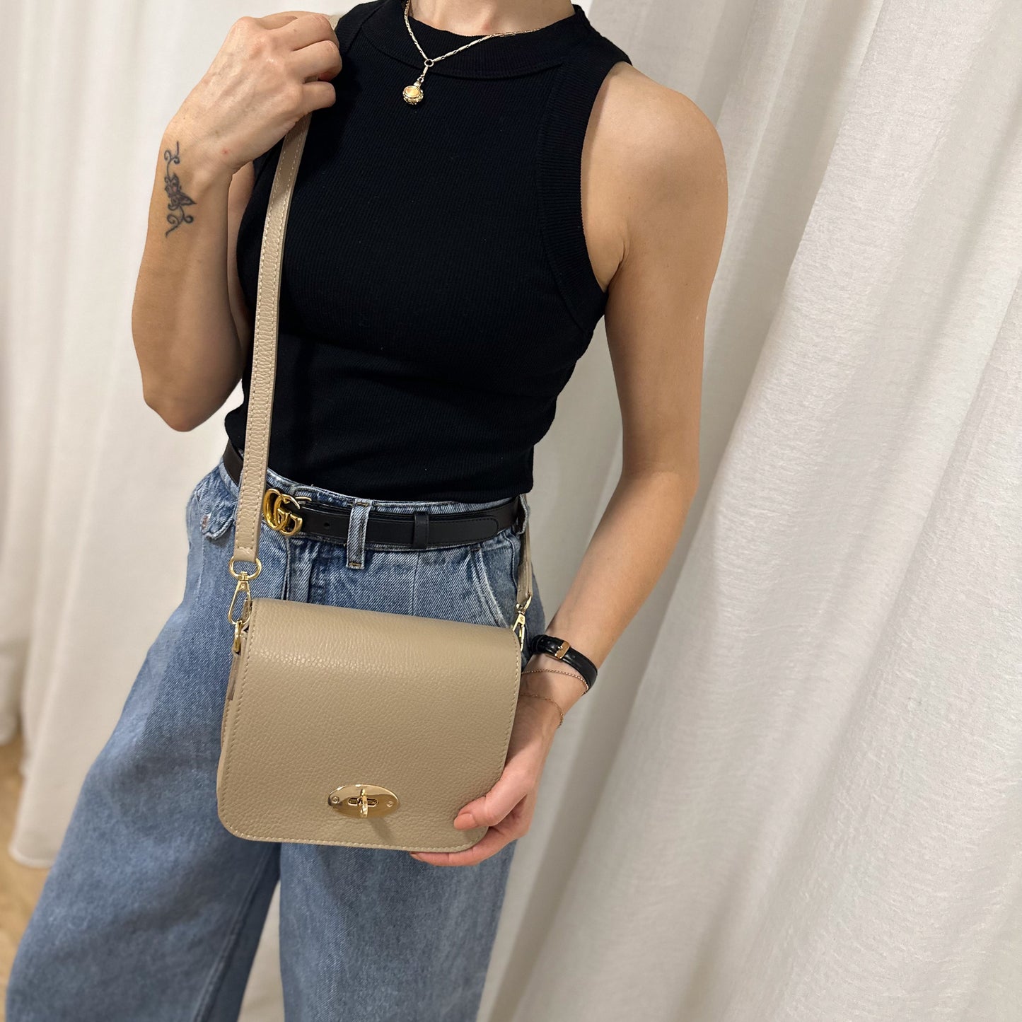 Margot Leather Satchel Crossbody Bag