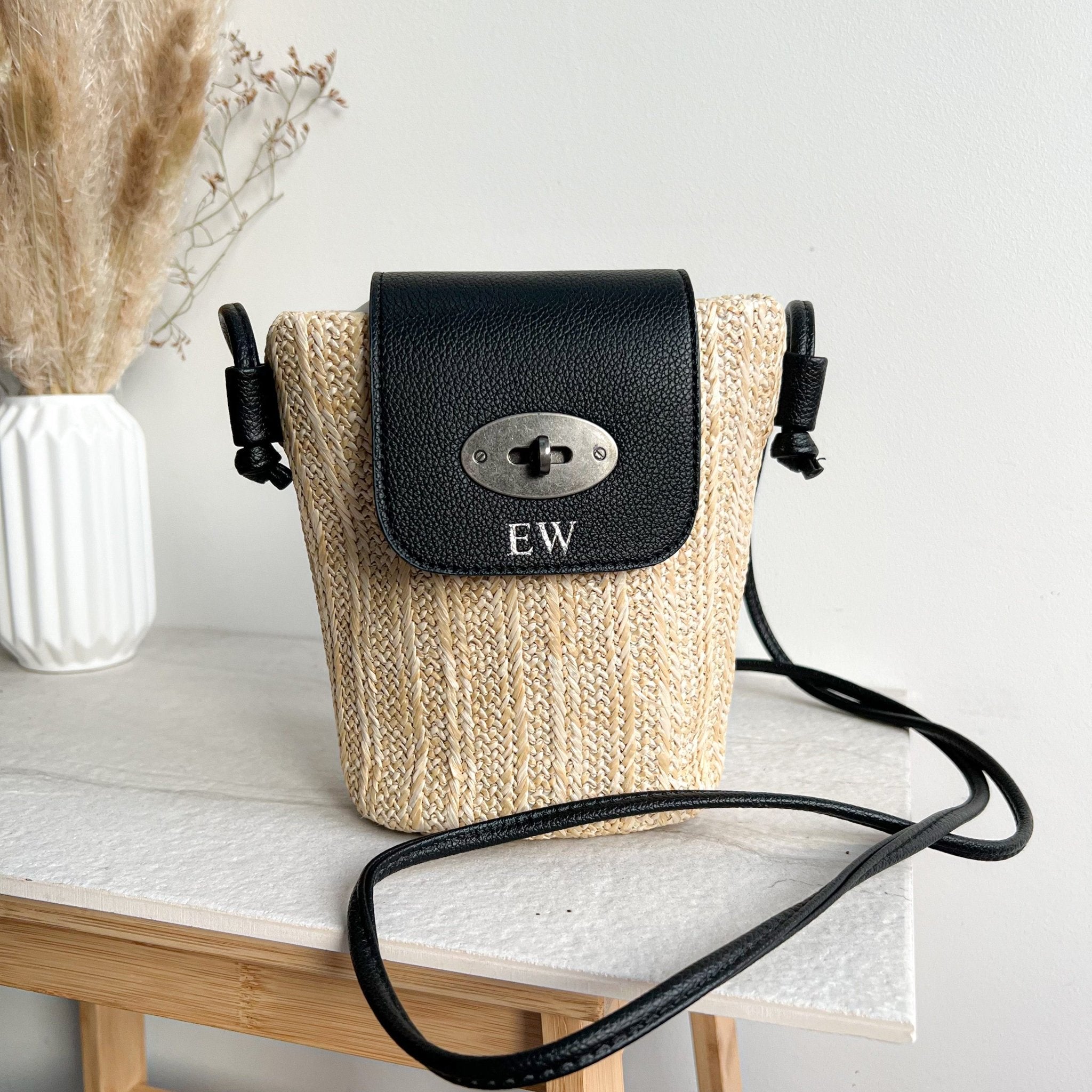 Bohdi Personalised Mini Straw Crossbody Bag