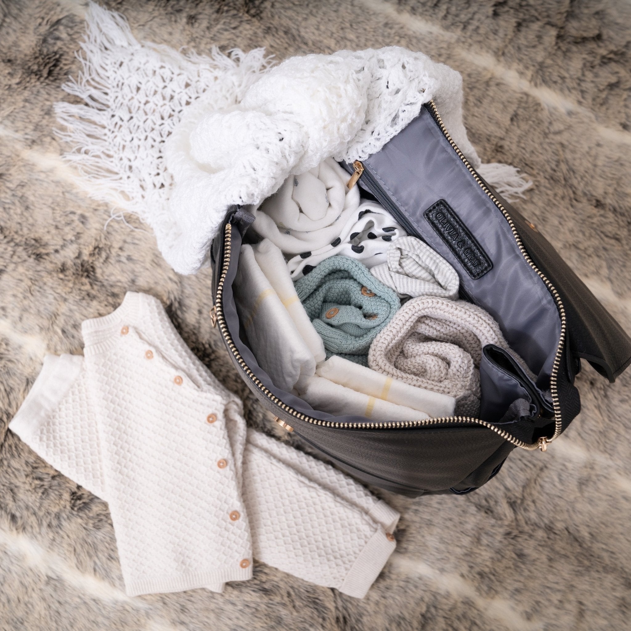 Grey nappy outlet changing bag