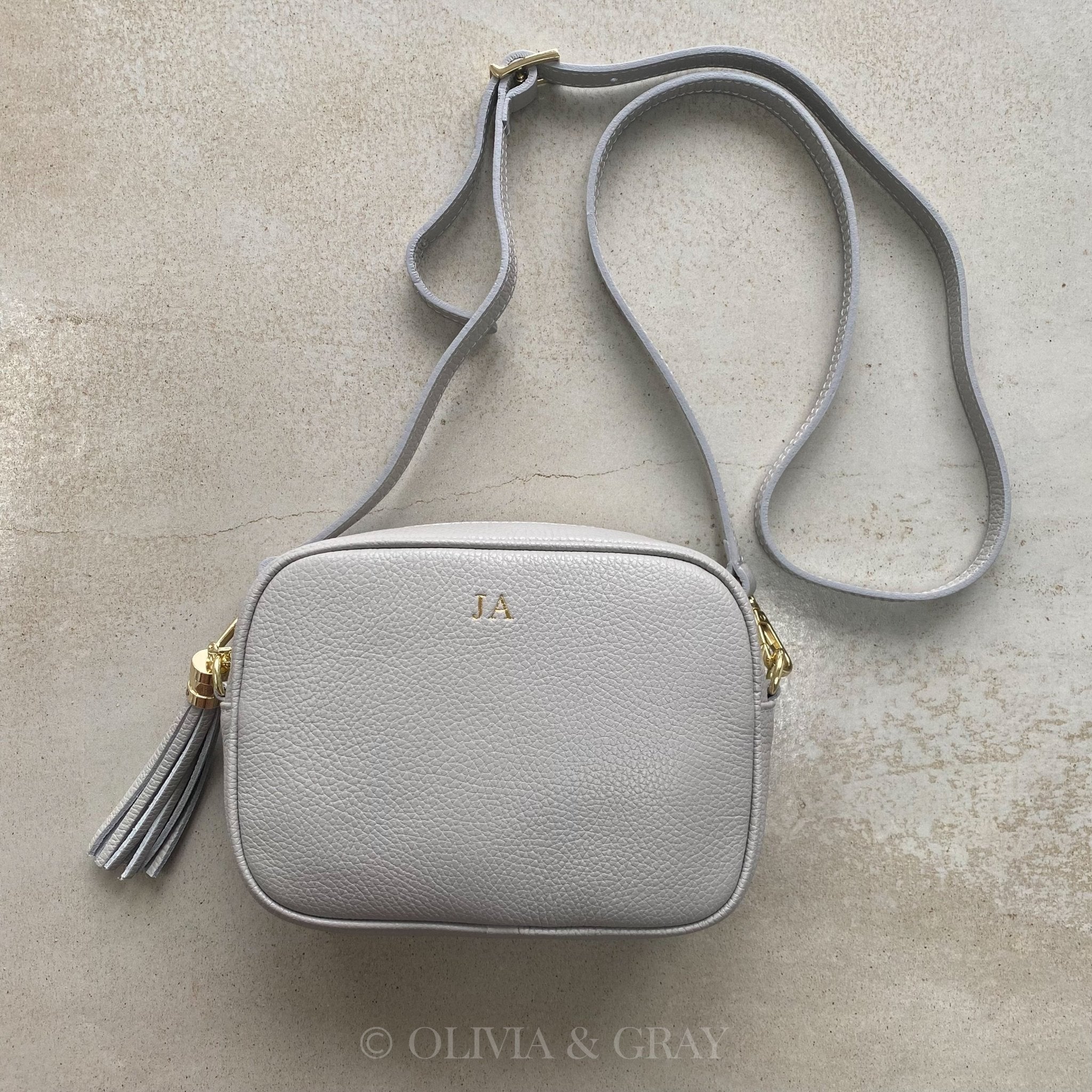 Grey discount leather crossbody