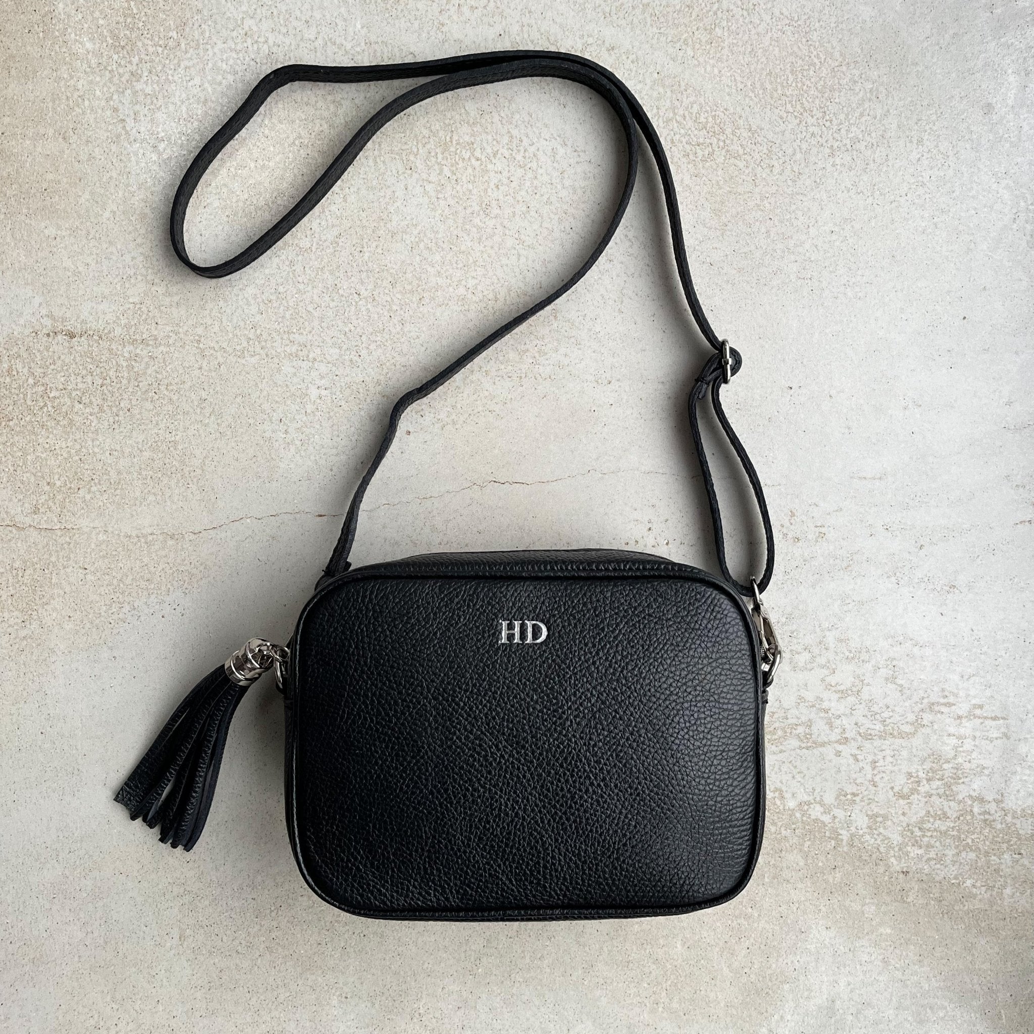 Black crossbody with silver hardware sale